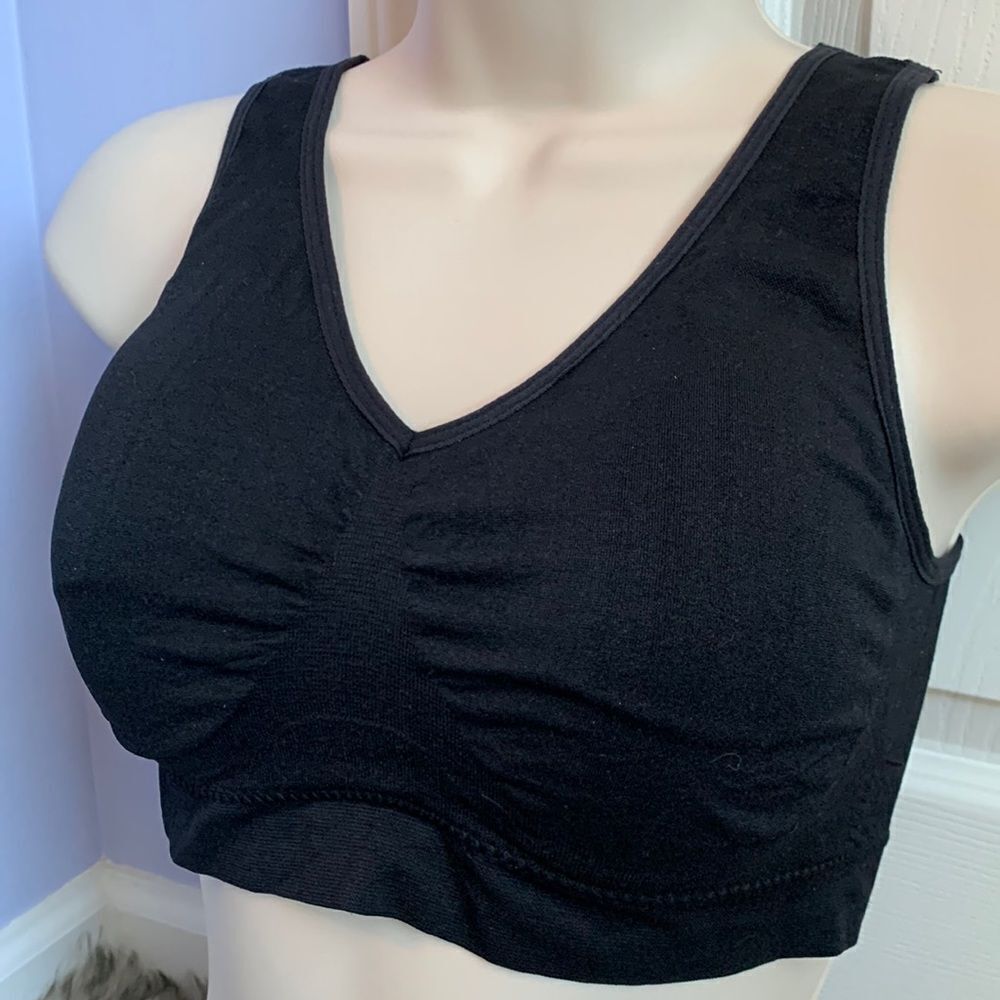 Kathy Ireland No Wire Lightly Lined Seamless Bralette Bra Black S